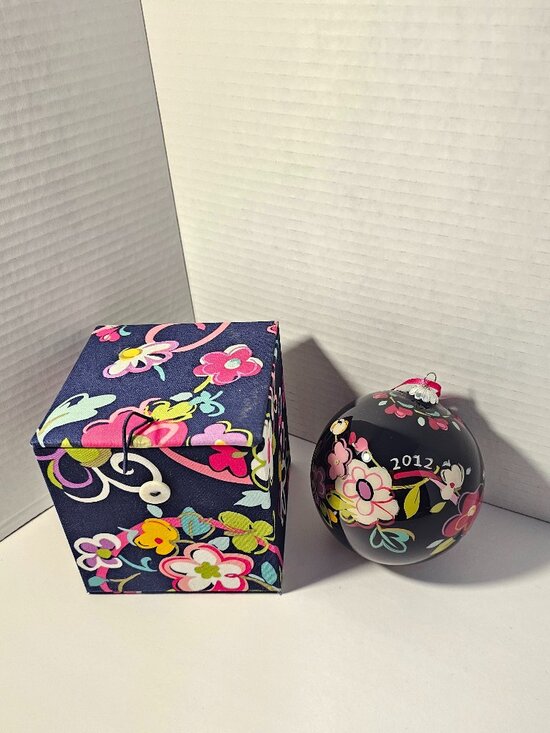 Vera Bradley Other - NWT Vera Bradley Large Glass Ornament Ribbons Fabric Box Floral Christmas